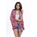 Mode impression fleurs beachwear cardigan femmes couvrent polyester pareo plage